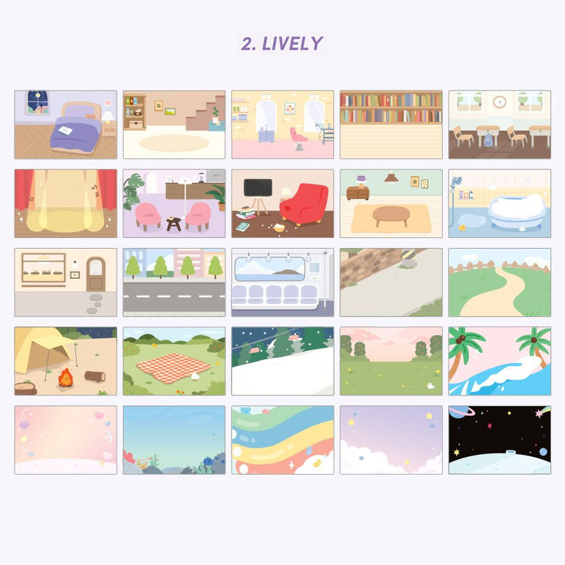Lively - Daily Life Background Paper Sticker Pack 50 Sheets