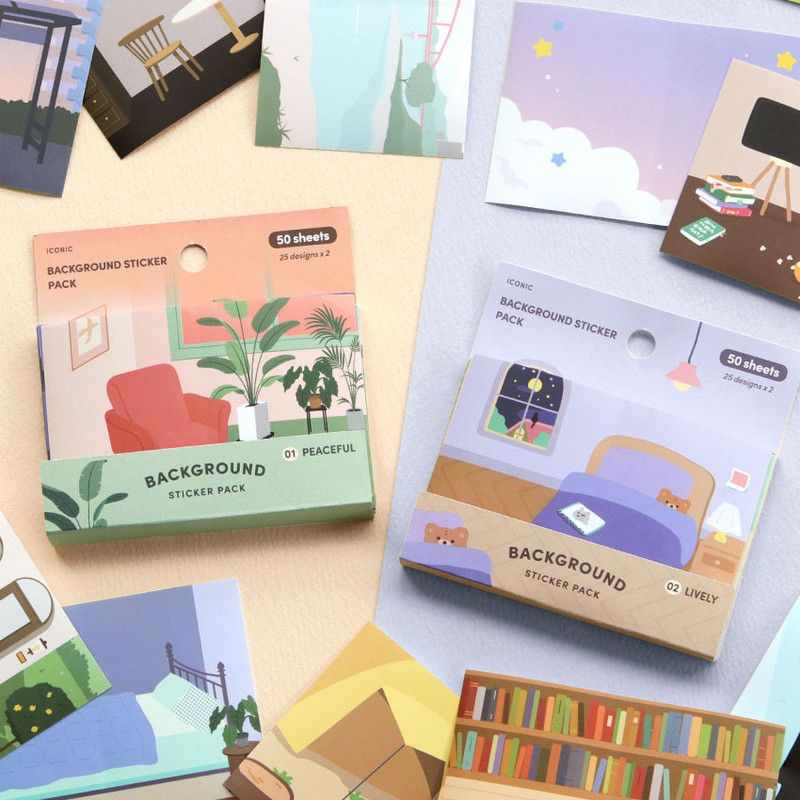 Daily Life Background Paper Sticker Pack 50 Sheets