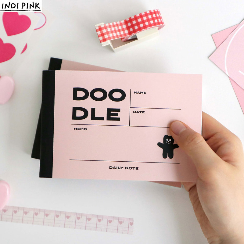 Indi pink - Doodle One Month Small Undated Daily Planner Notebook