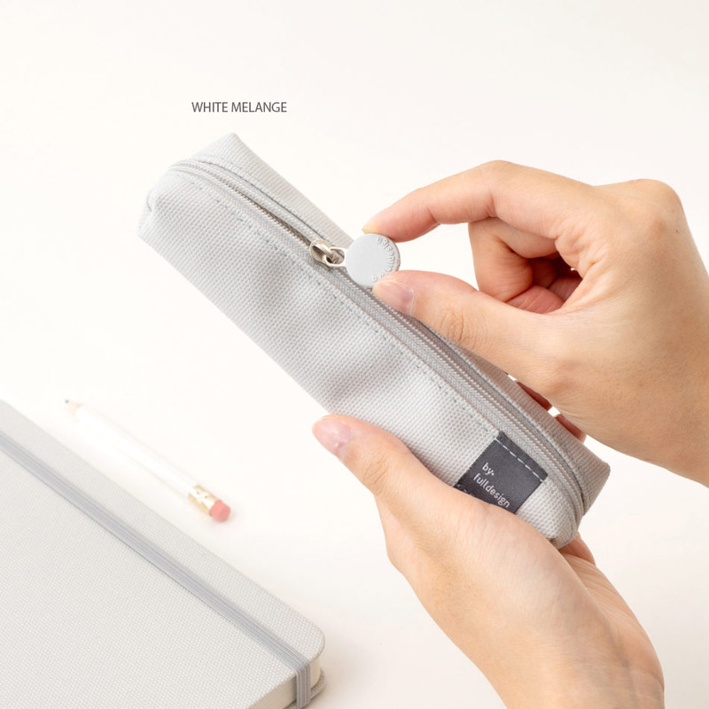 White melange - Byfulldesign Small Slim Single Pencil Case