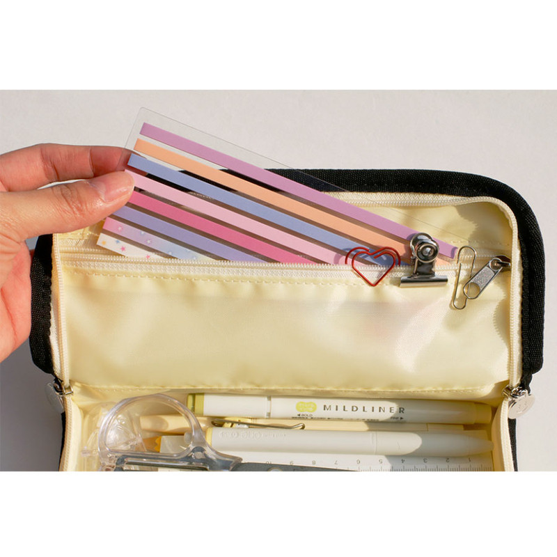 zip pocket-  After The Rain On The Table Line Zipper Pencil Case Pouch zip pocket-  After The Rain On The Table Line Zipper Pencil Case Pouch