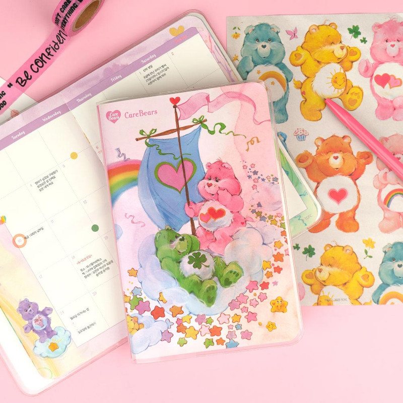 Cheer bear - 2024 Watercolor Care Bears Weekly Dated Diary Planner