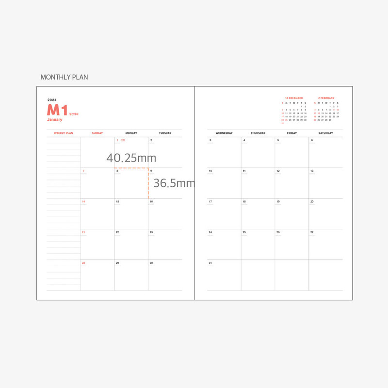 Monthly plan - 2024 Workers Twin Wire Dated Weekly Planner Diary