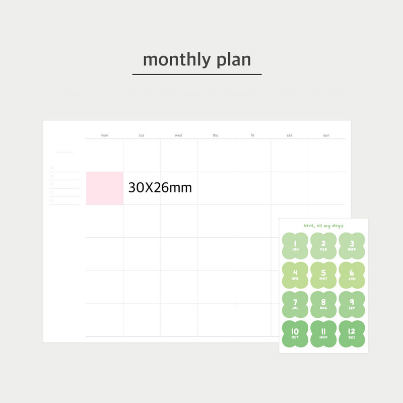 Monthly plan - O-Check Here All My Days Dateless Weekly Diary Planner 