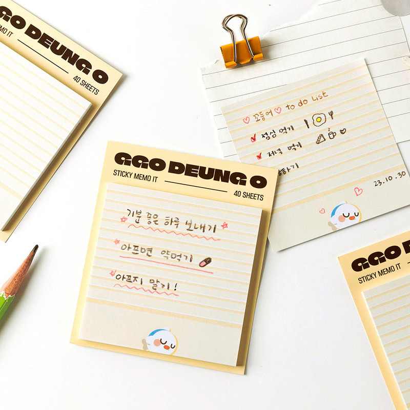 usage example of DESIGN IVY Sound Sleep Ggo Deung O Sticky Lined Memo Notepad usage example of DESIGN IVY Sound Sleep Ggo Deung O Sticky Lined Memo Notepad