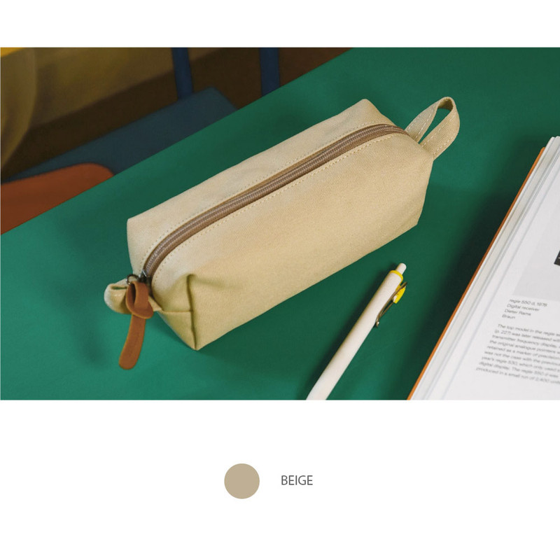 colors - O-Check Vintage Canvas Rectangular Zipper Pen Pouch