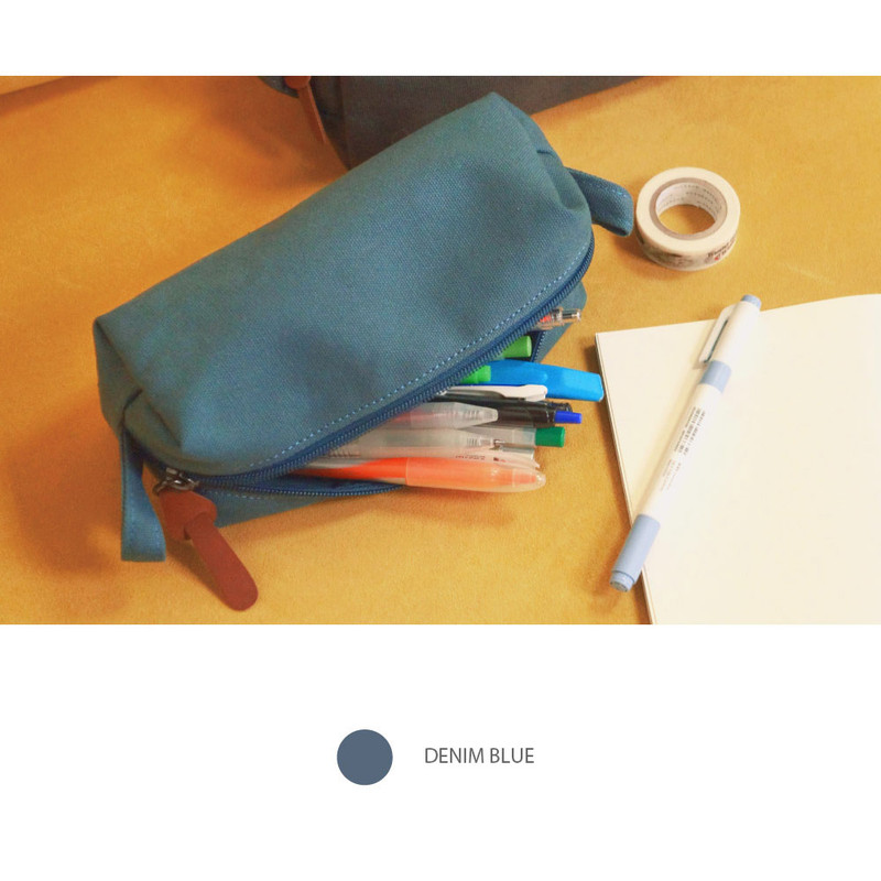 colors - O-Check Vintage Canvas Rectangular Zipper Pen Pouch