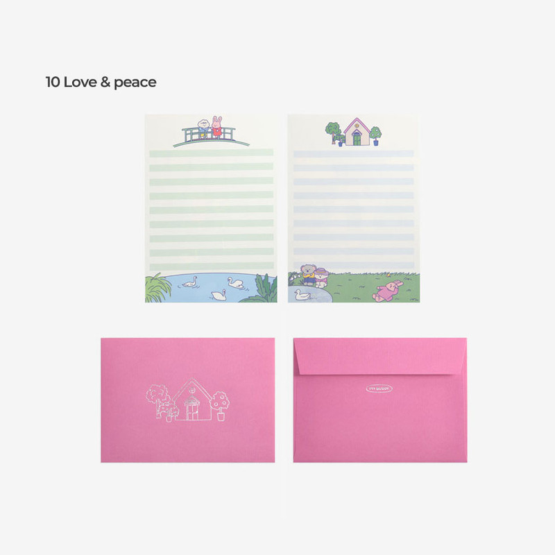 10 love peace - Dailylike My Buddy Daily Letter and Envelope Set 09-12