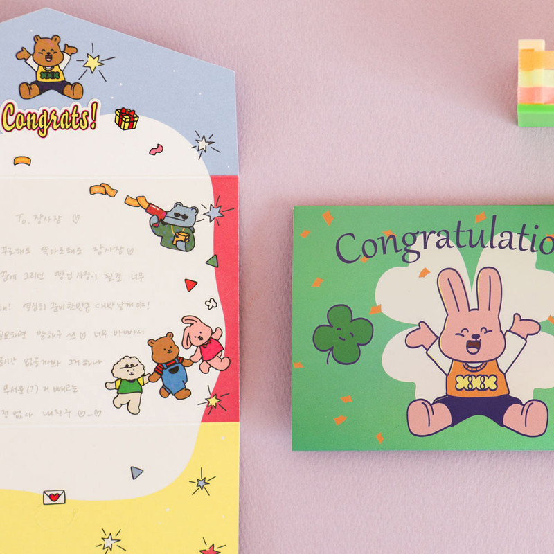 usage example of Dailylike My Buddy Hologram Tri-fold Card 01-04