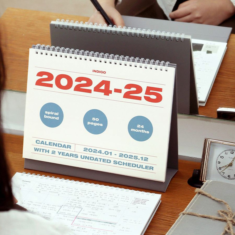 Indigo 2024-2025 Two Years Standing Monthly Desk Calendar