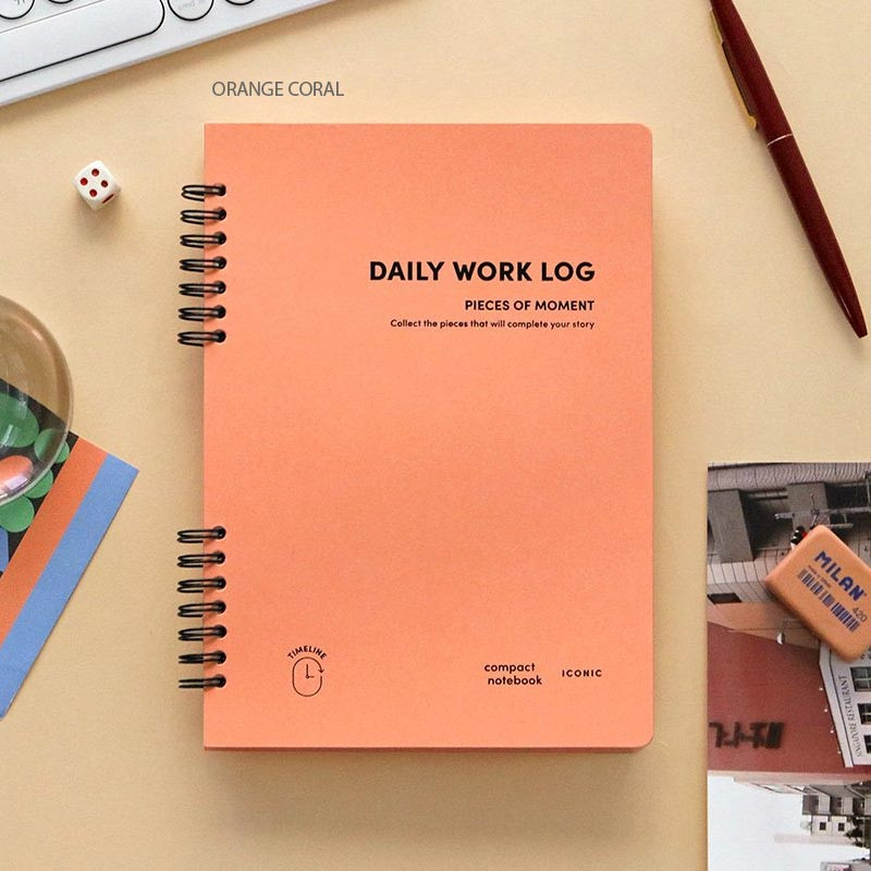 orange coral - ICONIC Daily A5 Work Log Undated Daily Planner