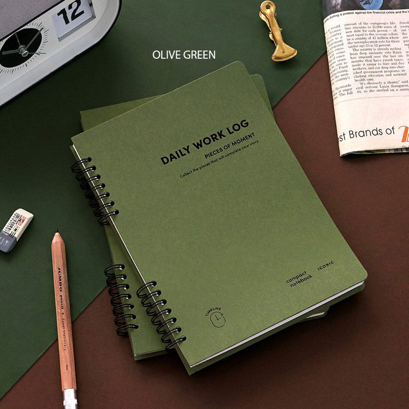 olive green - ICONIC Daily A5 Work Log Undated Daily Planner