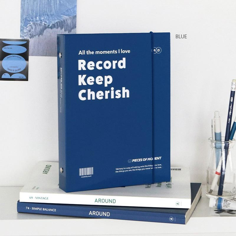 Blue - ICONIC Record On A5 Hardcover 6-Ring Binder Cover