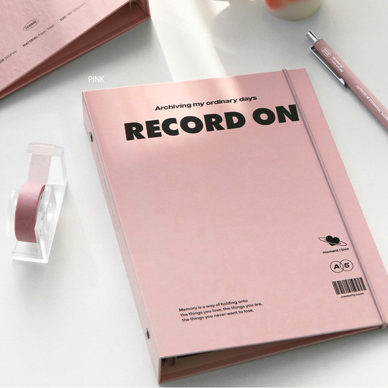 pink - ICONIC Record On A5 Hardcover 6-Ring Binder Cover