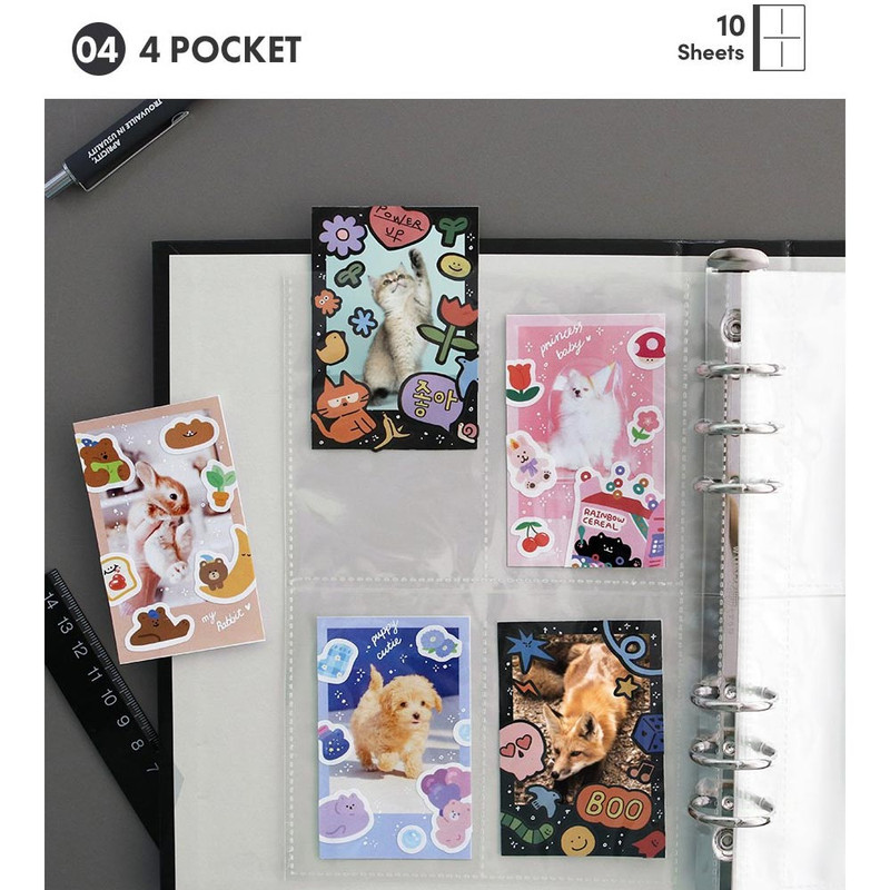 4 pockets - ICONIC Record On A5 6-Holes Album Sticker Storage Book Refills 4 pockets - ICONIC Record On A5 6-Holes Album Sticker Storage Book Refills