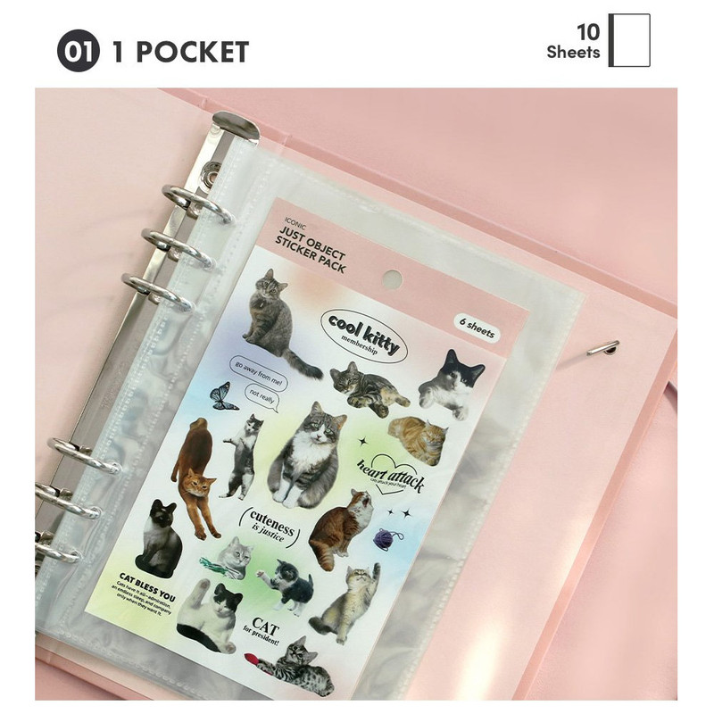 1 pocket - ICONIC Record On A5 6-Holes Album Sticker Storage Book Refills 1 pocket - ICONIC Record On A5 6-Holes Album Sticker Storage Book Refills