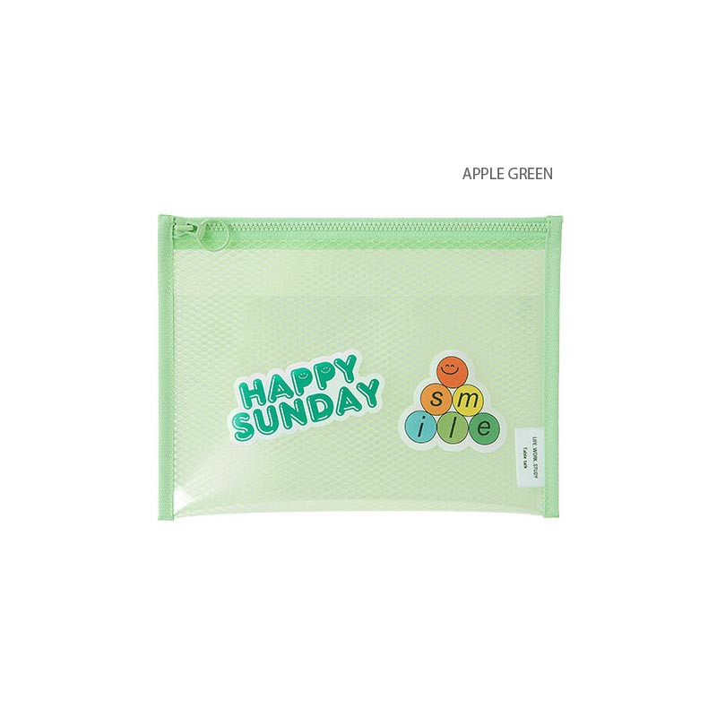 Apple green - Table Talk Clear Pocket Simple Mesh Zipper Pouch Apple green - Table Talk Clear Pocket Simple Mesh Zipper Pouch