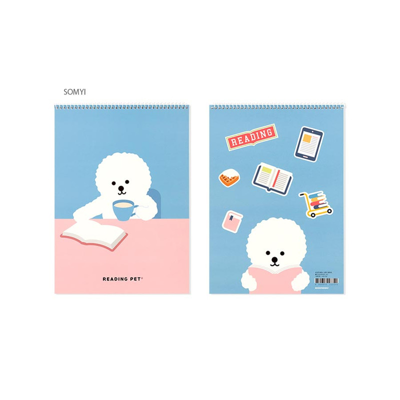somyi - Bookfriends Reading Pet B5 Wire bound Drawing Blank Notebook somyi - Bookfriends Reading Pet B5 Wire bound Drawing Blank Notebook