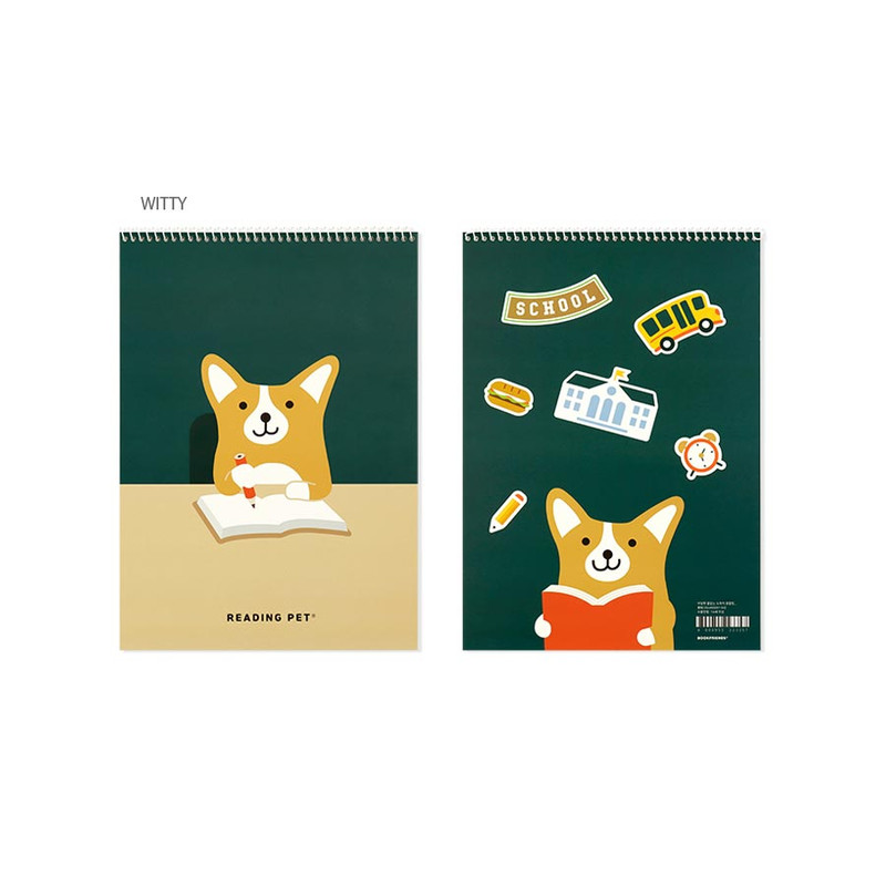 witty - Bookfriends Reading Pet B5 Wire bound Drawing Blank Notebook witty - Bookfriends Reading Pet B5 Wire bound Drawing Blank Notebook