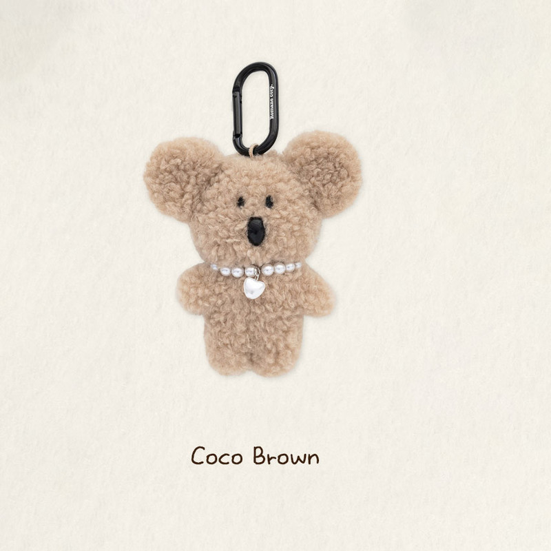 coco brown - ROMANE Brunch Brother Plush Boucle Keyring coco brown - ROMANE Brunch Brother Plush Boucle Keyring
