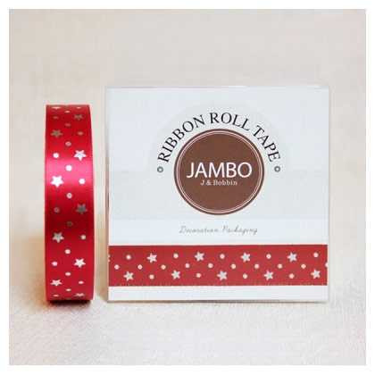 J&Bobbin Adhesive Flora silver red ribbon roll deco tape