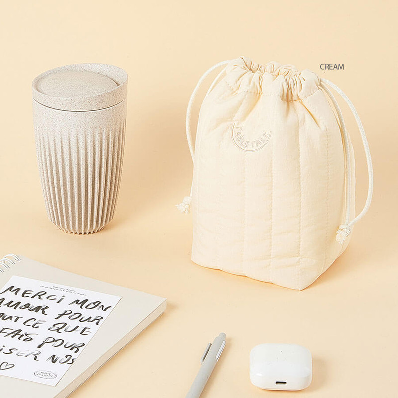 cream - Antenna Shop Table Talk Padding Drawstring Pouch cream - Antenna Shop Table Talk Padding Drawstring Pouch