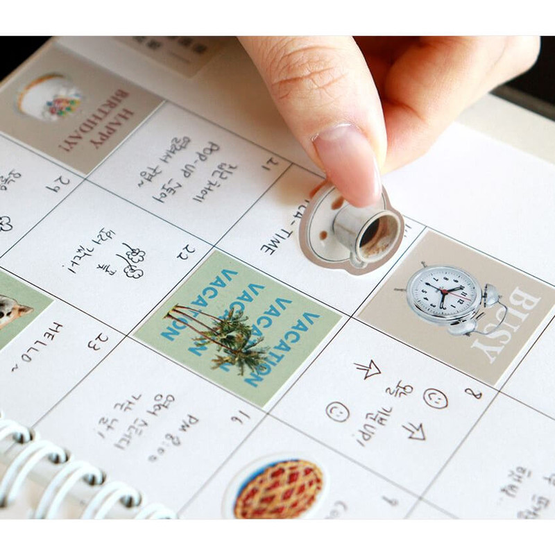 sticker usage example - Indigo Storage 6-months Undated Weekly Diary