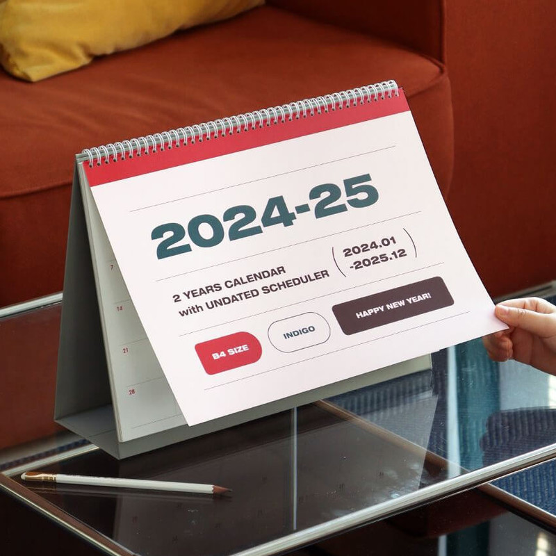 Indigo 2024-2025 Two Years B4 Standing Monthly Desk Calendar
