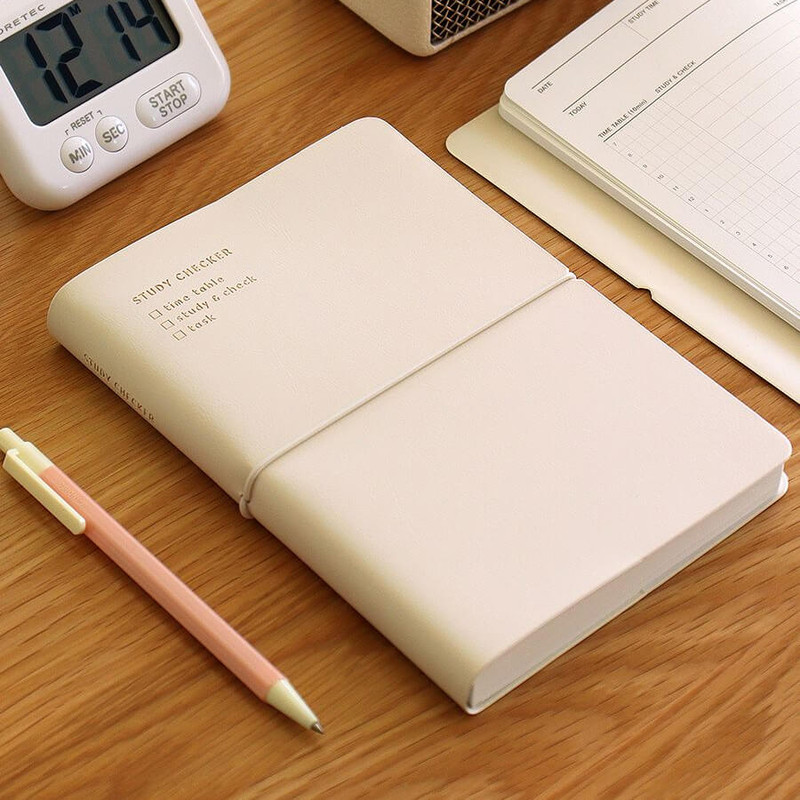 cream - Indigo Time Checker 6 Months Study Planner
