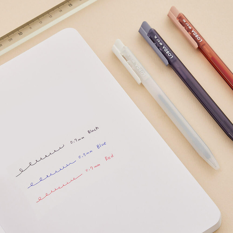 Lobda 3 Colors 0.7mm Pen Set: Black Red Blue