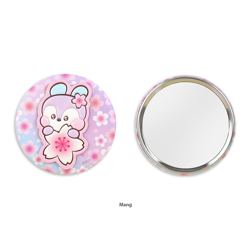 Mang - BT21 Leather Patch Round Compact Mirror