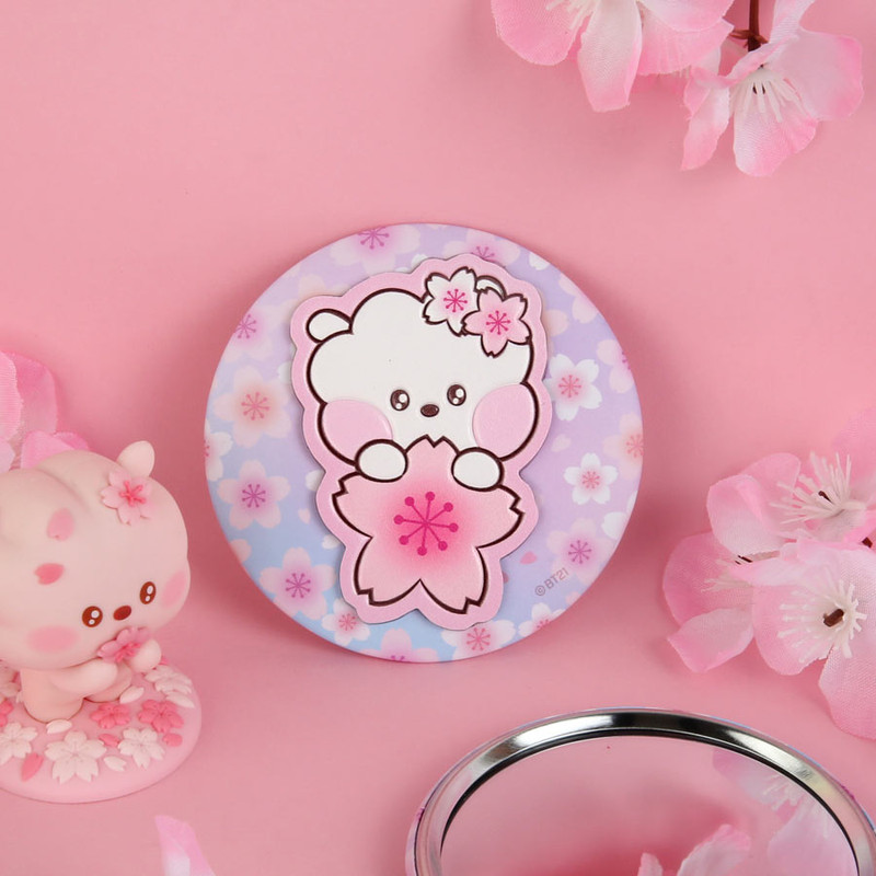 RJ - BT21 Leather Patch Round Compact Mirror
