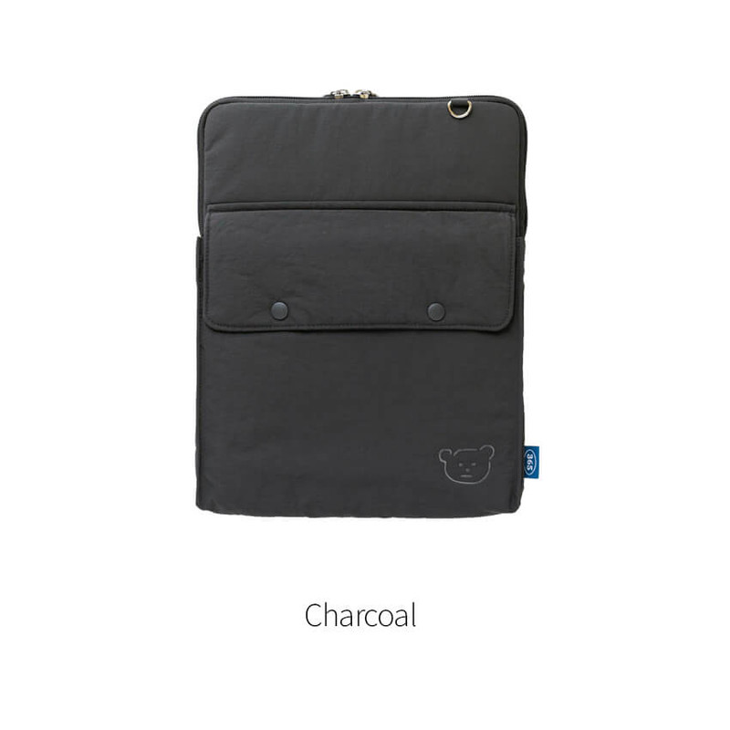 Charcoal - Romane 365 Bear Pocket 11 inch Zipper Tablet Case