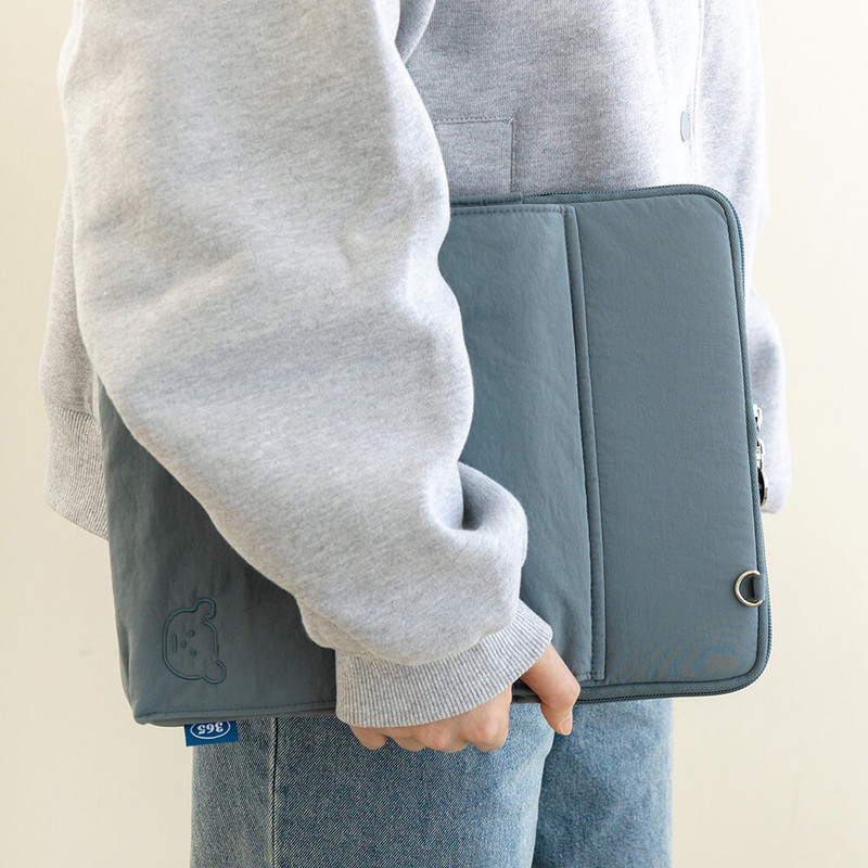 Steel Blue - Romane 365 Bear Pocket 11 inch Zipper Tablet Case