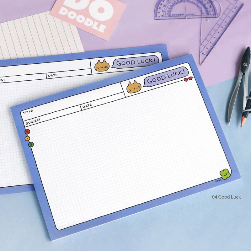 good luck - Iconic Doodle B5 Grid Notepad