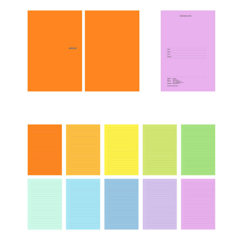 10 Colors lined papers - Ardium B+W Rainbow Wire-bound Lined Notebook 10 Colors lined papers - Ardium B+W Rainbow Wire-bound Lined Notebook
