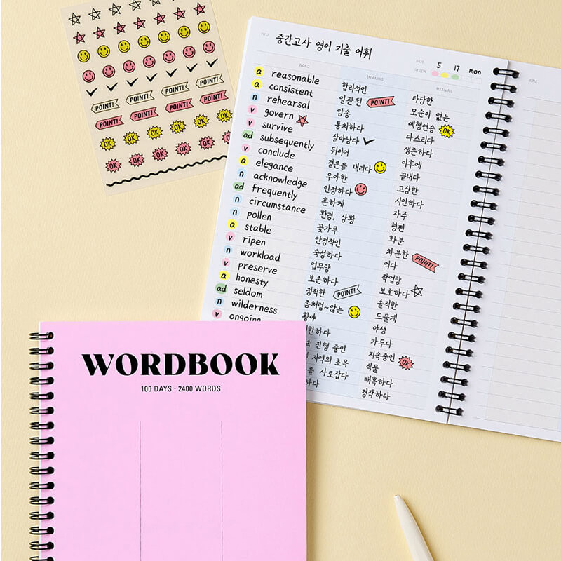 Pink - Antenna Shop Basic A5 Vocabulary Notepad