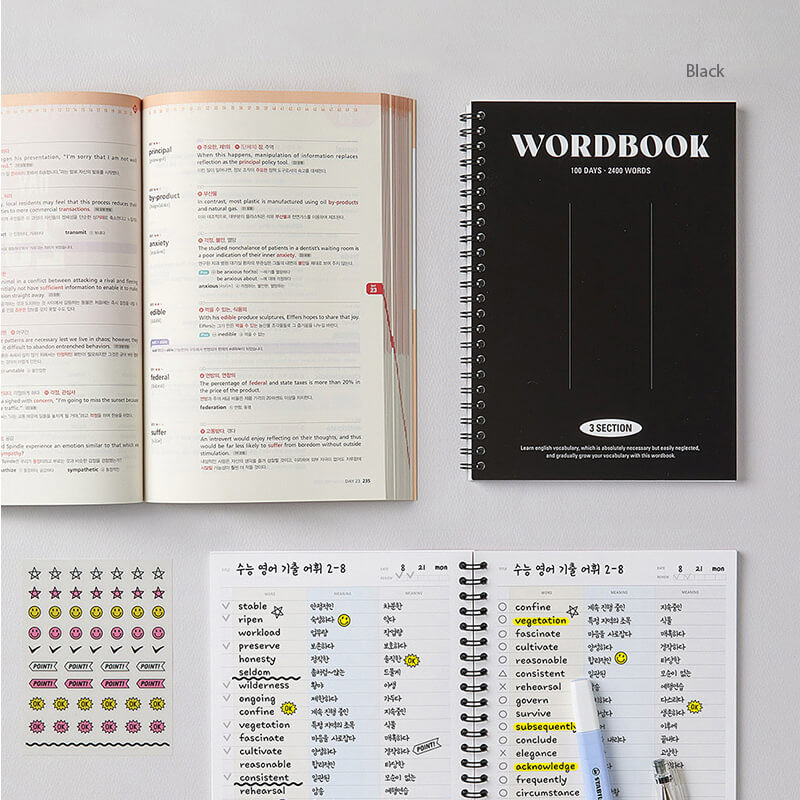 Black - Antenna Shop Basic A5 Vocabulary Notepad