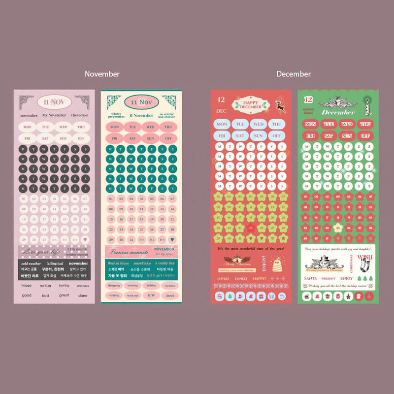 Stickers - Indigo Gibon Month Week Date Sticker Pack Ver2