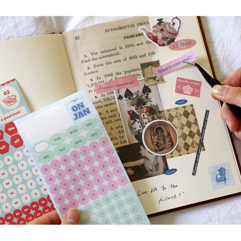 Usage example of Indigo Gibon Month Week Date Sticker Pack Ver2