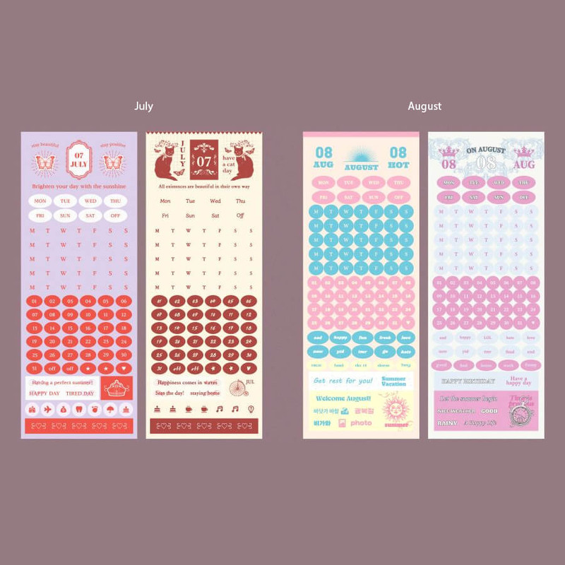 Stickers - Indigo Gibon Month Week Date Sticker Pack Ver2