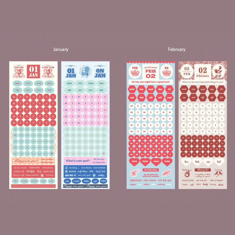 Stickers - Indigo Gibon Month Week Date Sticker Pack Ver2