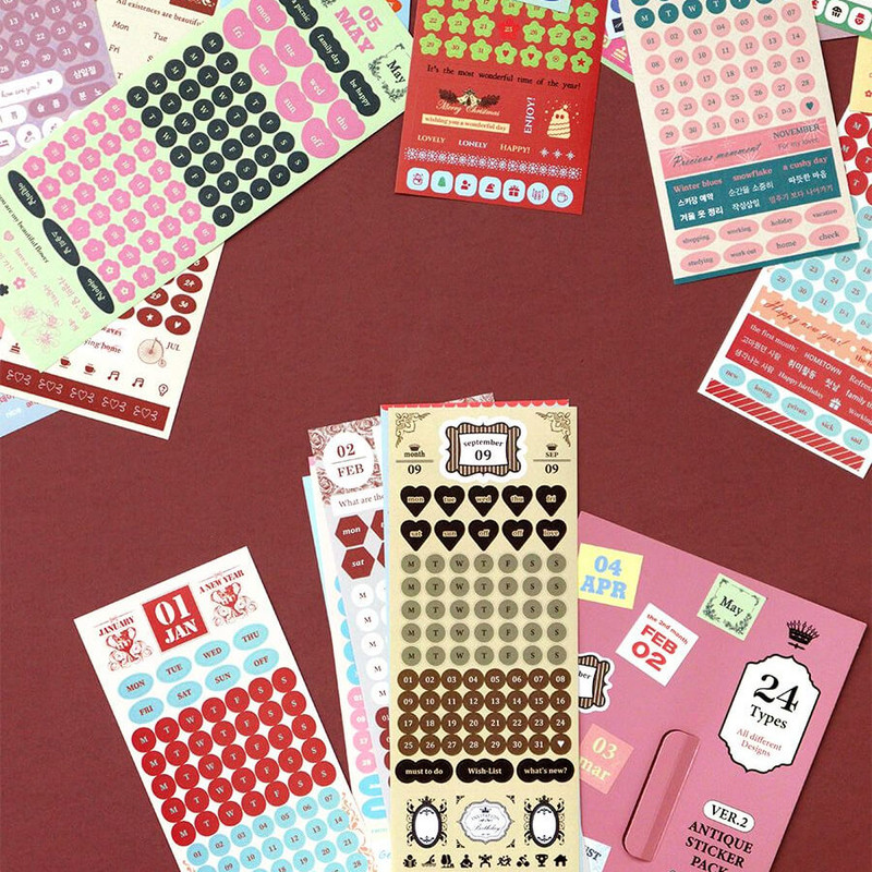 Indigo Gibon Month Week Date Sticker Pack Ver2