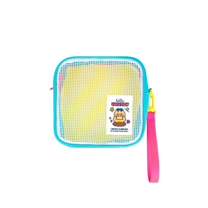 Kakao Friends Choonsik Zipper Mesh Pouch With Strap