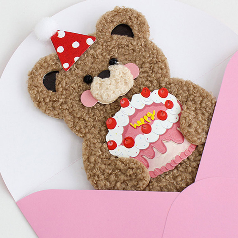 Somssi Boucle Bear Standing Brithday Card Envelope Set