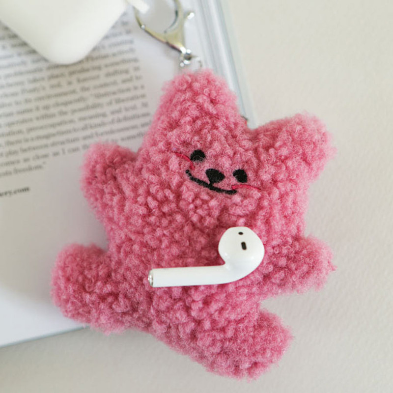 Pink - Dailylike Fried Bear Fluffy Plush Keychain Keyring Pink - Dailylike Fried Bear Fluffy Plush Keychain Keyring