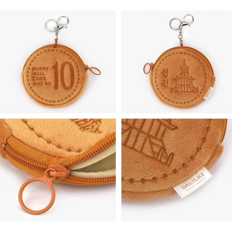 Detail of Dailylike 10-Won Bread Zipper Wallet Keyring