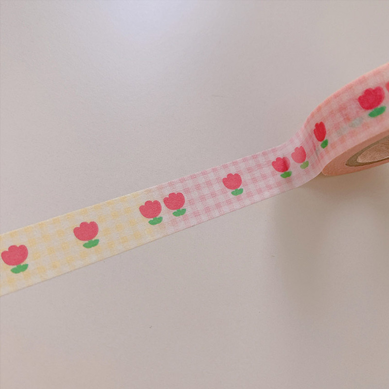 Hoho Munbanggu Check Tulip Deco Paper Masking Tape Hoho Munbanggu Check Tulip Deco Paper Masking Tape