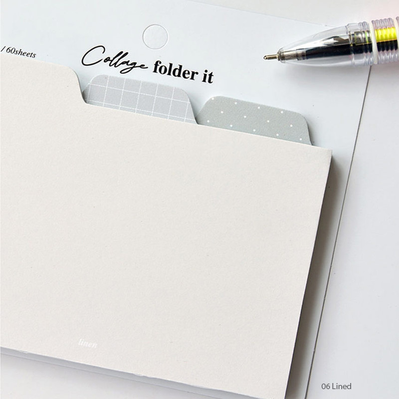06 Linen - Plepic Collage Wide Folder Index Sticky Notepad Set