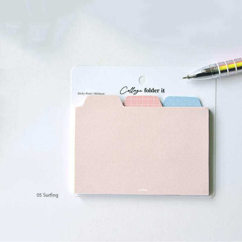 05 Surfing - Plepic Collage Wide Folder Index Sticky Notepad Set